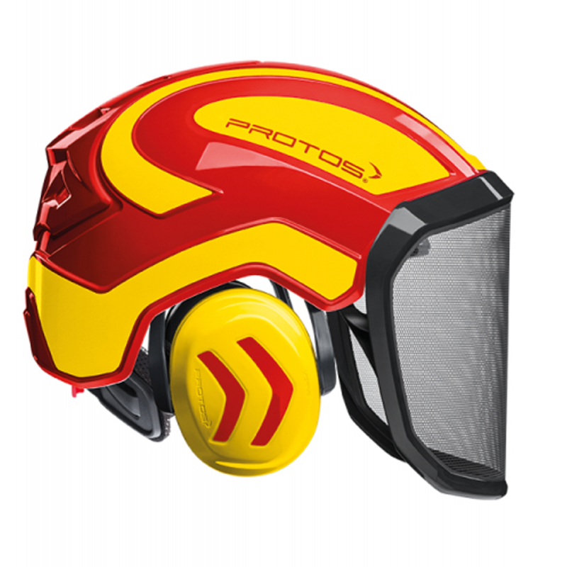 CASQUE FORESTIER INTEGRAL PROTOS ROUGE/JAUNE 12