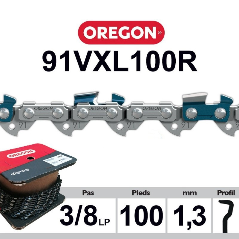 CHAINE 91VXL100R OREGON 3/8"LP 1,3MM 100 PIEDS