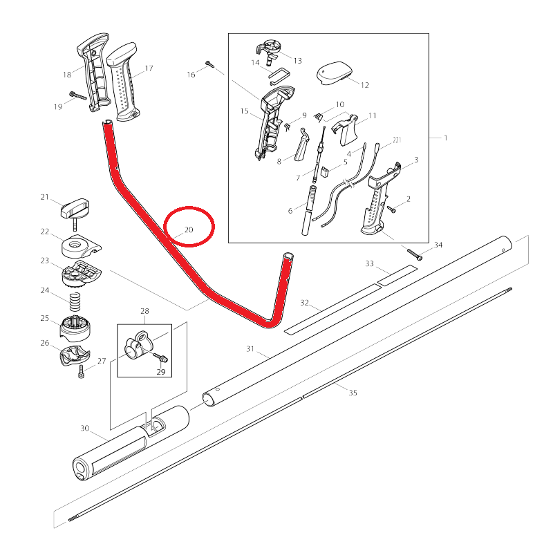 GUIDON DE DEBROUSSAILLEUSE MAKITA DOLMAR OCCASION