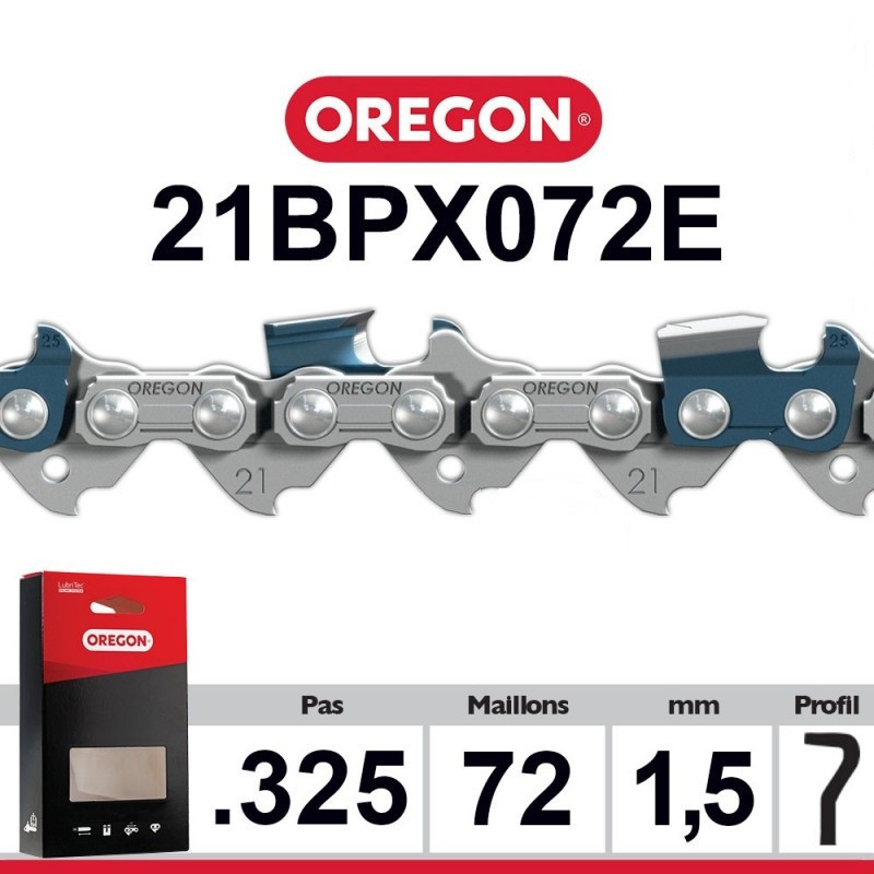 Chaîne 21BPX072E OREGON .325". 1,5 mm. 72E